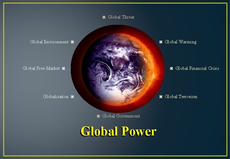 ◙ Global Threat Global Environment ◙ ◙ Global Warming Global Free Market ◙ ◙