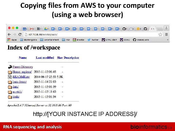 Copying files from AWS to your computer (using a web browser) http: //[YOUR INSTANCE