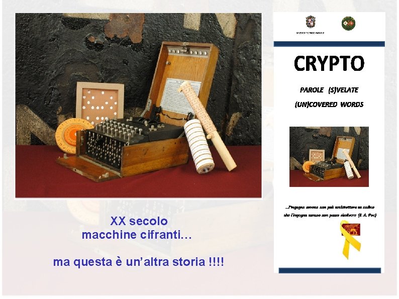 XX secolo macchine cifranti… ma questa è un’altra storia !!!! 