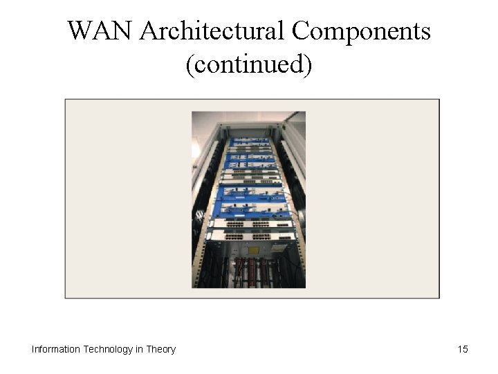 WAN Architectural Components (continued) Information Technology in Theory 15 