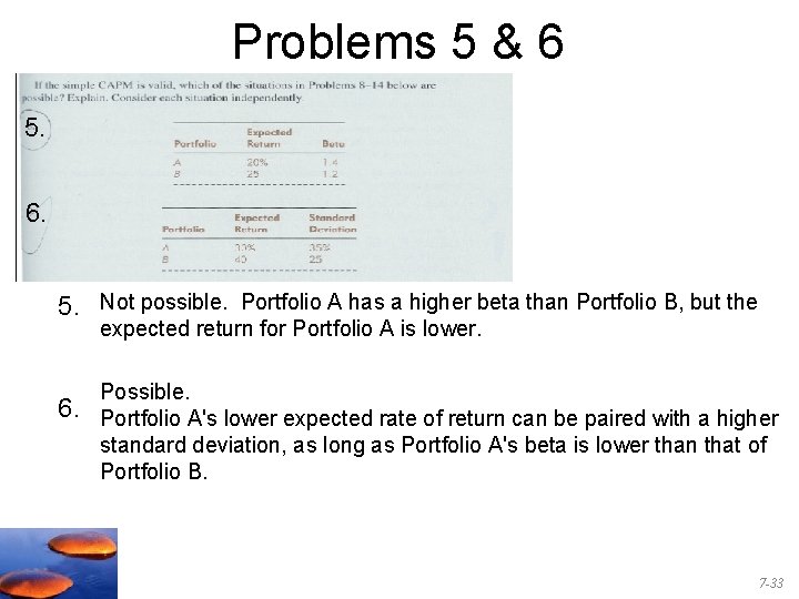 Problems 5 & 6 5. 6. 5. Not possible. Portfolio A has a higher