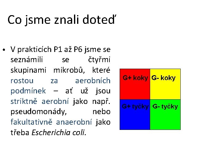 Co jsme znali doteď • V prakticích P 1 až P 6 jsme se