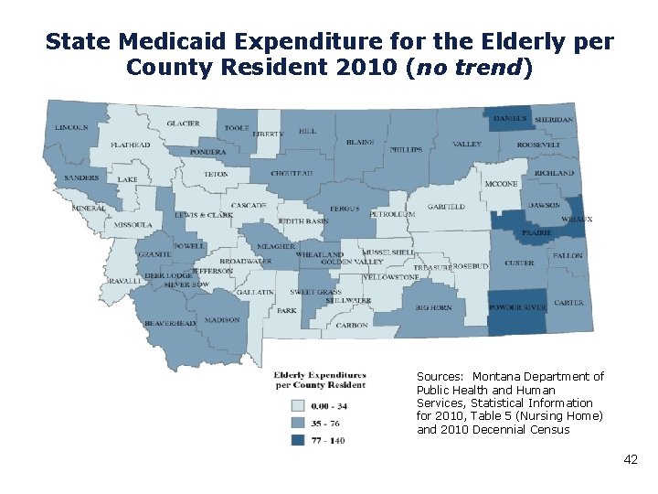 State Medicaid Expenditure for the Elderly per County Resident 2010 (no trend) Sources: Montana