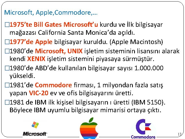 Microsoft, Apple, Commodore, … � 1975’te Bill Gates Microsoft’u kurdu ve İlk bilgisayar mağazası