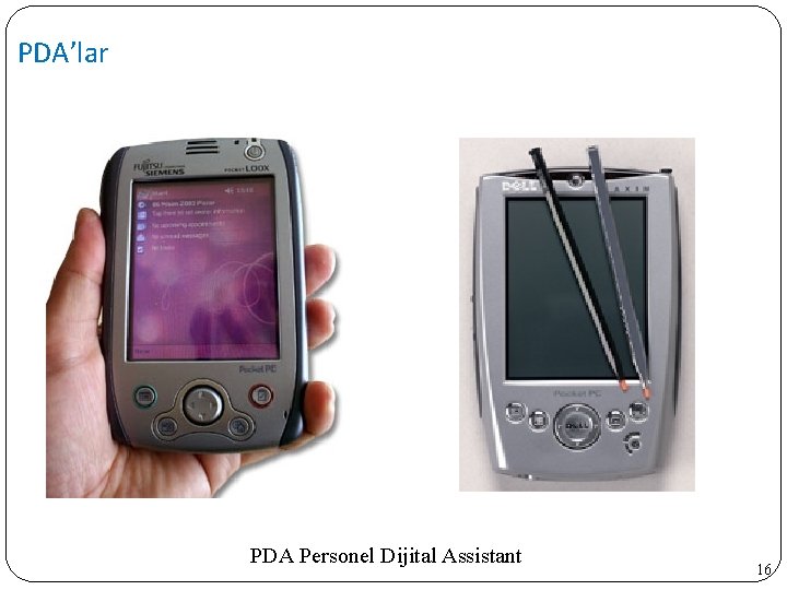 PDA’lar PDA Personel Dijital Assistant 16 