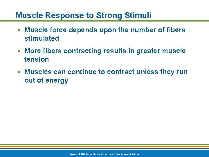 Muscle Response to Strong Stimuli § Muscle force depends upon the number of fibers