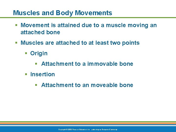 Muscles and Body Movements § Movement is attained due to a muscle moving an