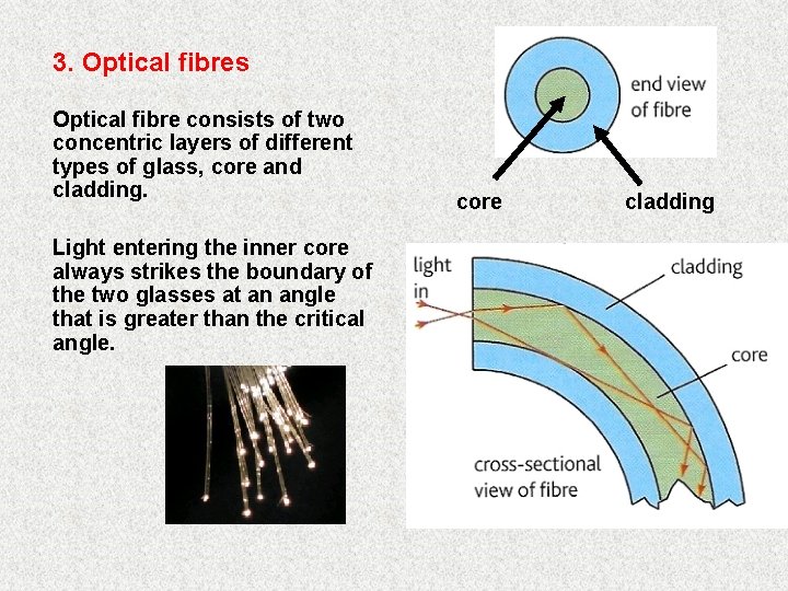 3. Optical fibres Optical fibre consists of two concentric layers of different types of 3. Optical fibres Optical fibre consists of two concentric layers of different types of