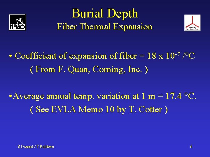Burial Depth Fiber Thermal Expansion • Coefficient of expansion of fiber = 18 x