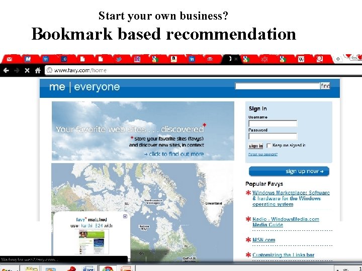 Start your own business? Bookmark based recommendation 