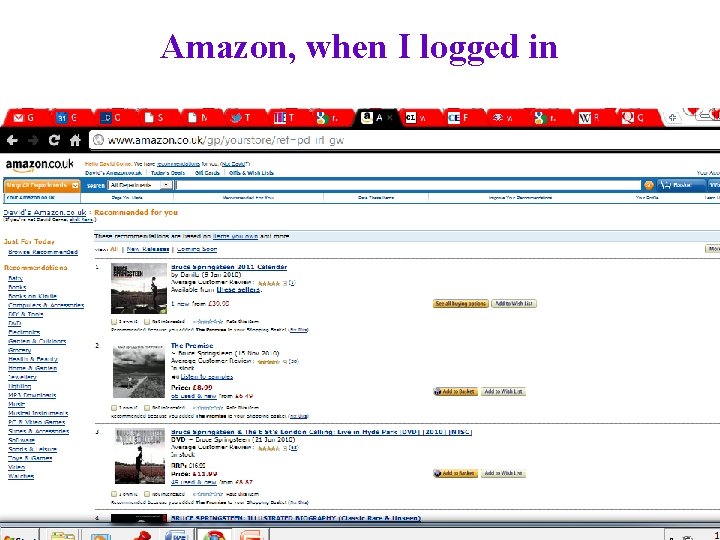 Amazon, when I logged in 