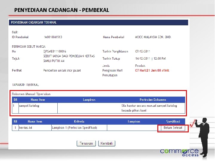 PENYEDIAAN CADANGAN - PEMBEKAL 