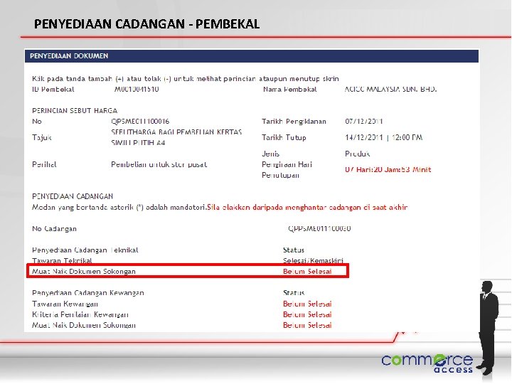 PENYEDIAAN CADANGAN - PEMBEKAL 