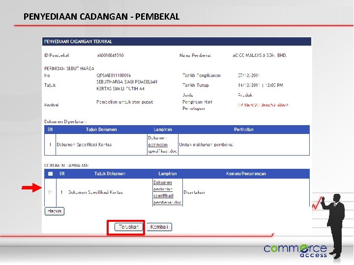 PENYEDIAAN CADANGAN - PEMBEKAL 