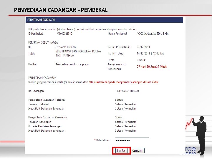 PENYEDIAAN CADANGAN - PEMBEKAL 