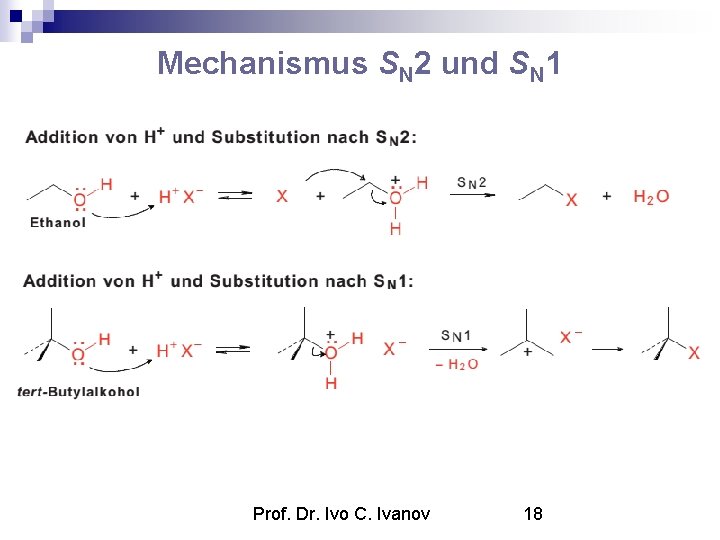 Mechanismus SN 2 und SN 1 Prof. Dr. Ivo C. Ivanov 18 