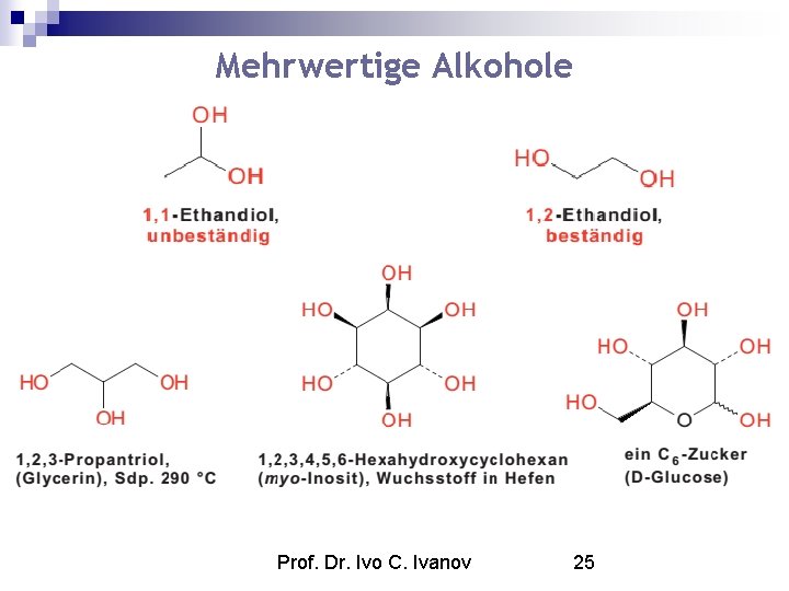 Mehrwertige Alkohole Prof. Dr. Ivo C. Ivanov 25 
