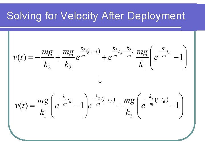 Solving for Velocity After Deployment ↓ 