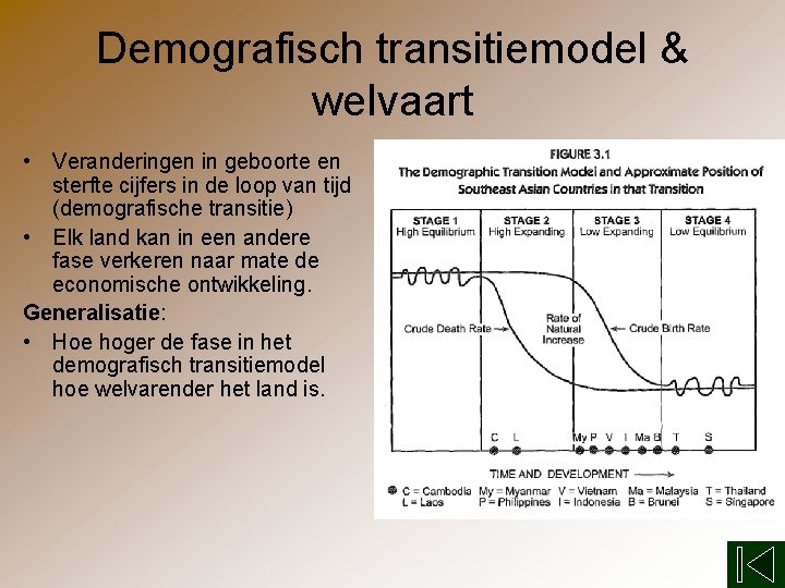Demografisch transitiemodel & welvaart • Veranderingen in geboorte en sterfte cijfers in de loop
