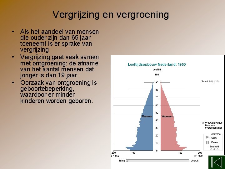 Vergrijzing en vergroening • Als het aandeel van mensen die ouder zijn dan 65