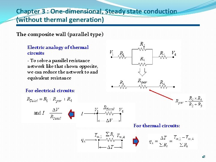 Chapter 3 : One-dimensional, Steady state conduction (without thermal generation) The composite wall (parallel