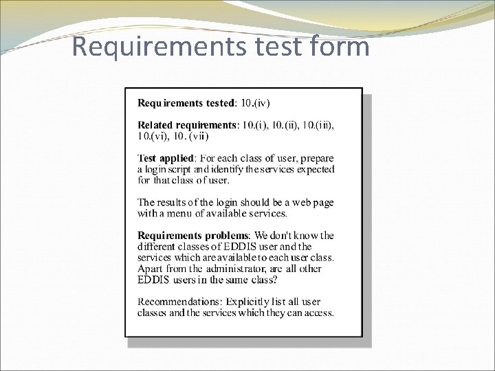 Requirements test form 