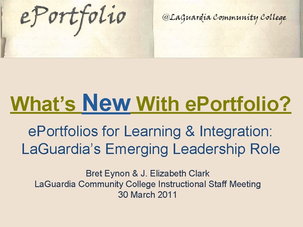 Whats New With E Portfolio E Portfolios For