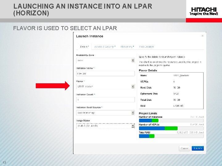 LAUNCHING AN INSTANCE INTO AN LPAR (HORIZON) FLAVOR IS USED TO SELECT AN LPAR