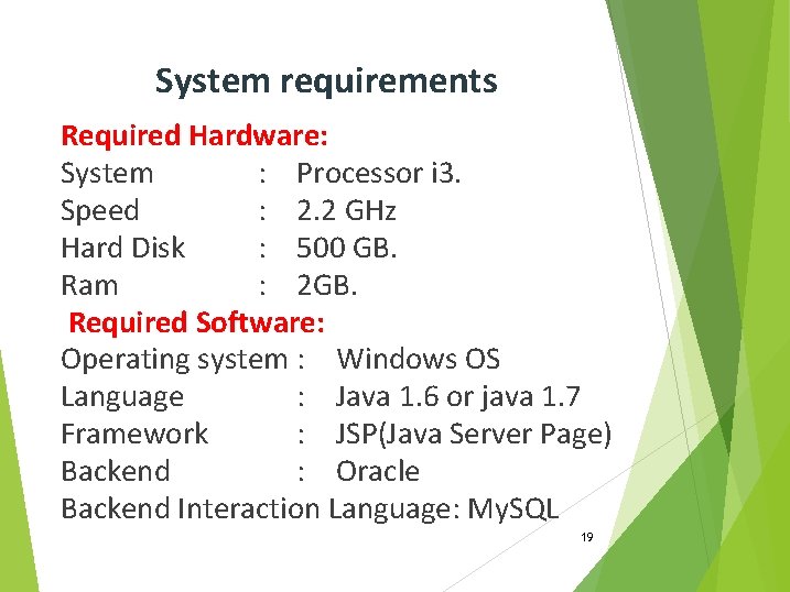 System requirements Required Hardware: System : Processor i 3. Speed : 2. 2 GHz