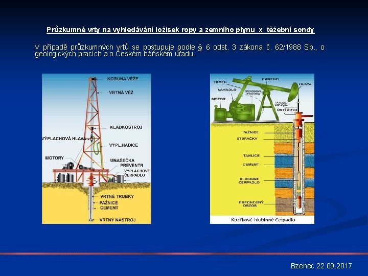 Průzkumné vrty na vyhledávání ložisek ropy a zemního plynu x těžební sondy V případě
