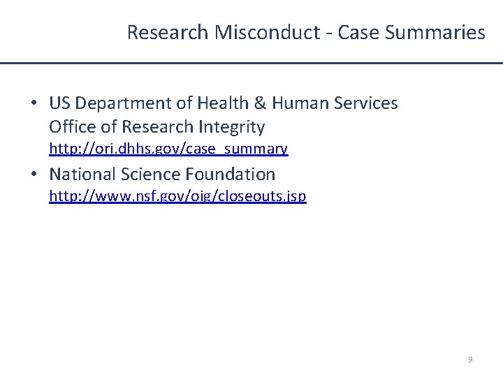 Research Misconduct - Case Summaries • US Department of Health & Human Services Office