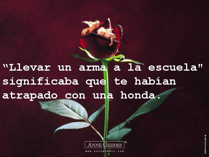 “Llevar un arma a la escuela" significaba que te habían atrapado con una honda.