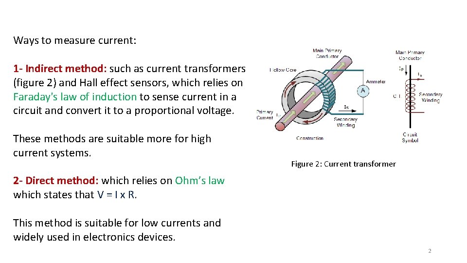 Ways to measure current: 1 - Indirect method: such as current transformers (figure 2)