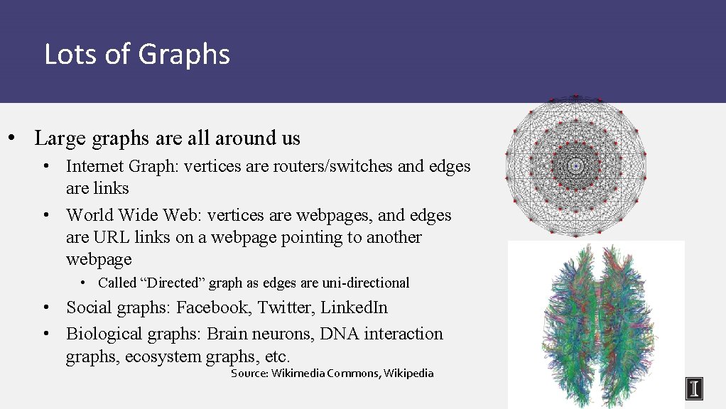 Lots of Graphs • Large graphs are all around us • Internet Graph: vertices