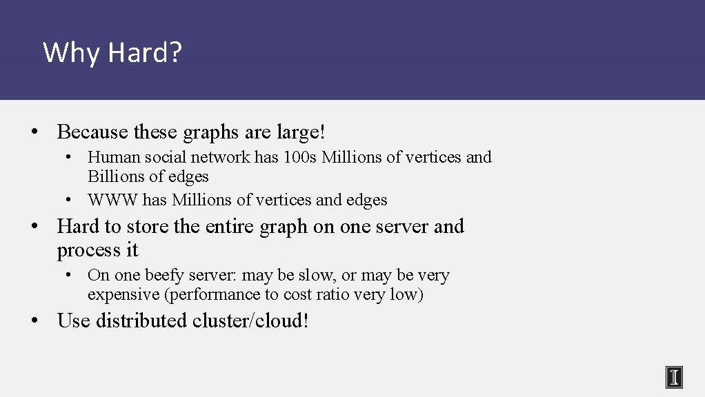 Why Hard? • Because these graphs are large! • Human social network has 100