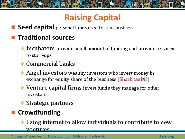 Raising Capital Seed capital personal funds used to start business n Traditional sources n