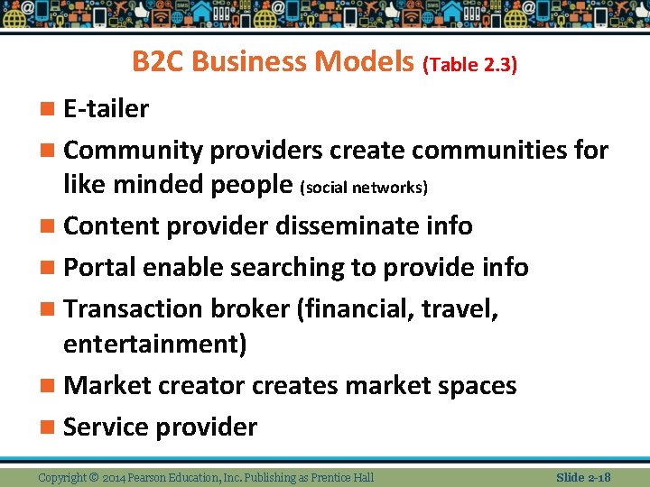 B 2 C Business Models (Table 2. 3) n E-tailer n Community providers create