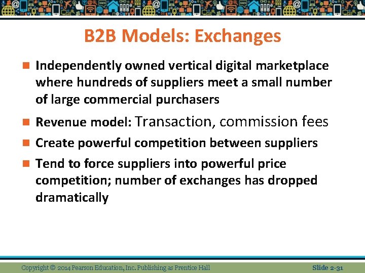 B 2 B Models: Exchanges n Independently owned vertical digital marketplace where hundreds of