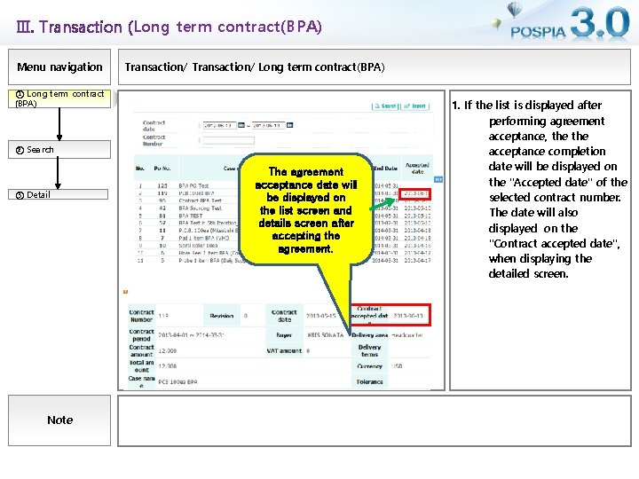 Ⅲ. Transaction (Long term contract(BPA) Menu navigation Transaction/ Long term contract(BPA) ① Long term