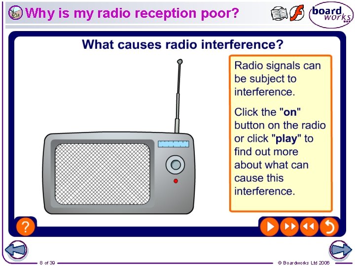 Why is my radio reception poor? 8 of 39 © Boardworks Ltd 2006 