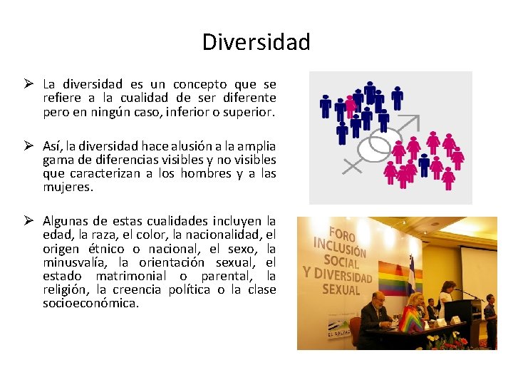 Diversidad Ø La diversidad es un concepto que se refiere a la cualidad de