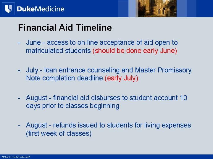 Financial Aid Timeline - June - access to on-line acceptance of aid open to