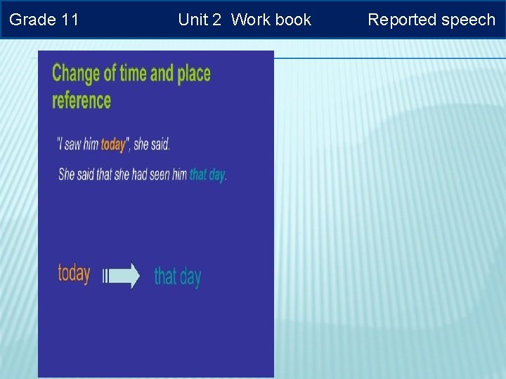 Grade 11 Unit 2 Work book Reported speech 