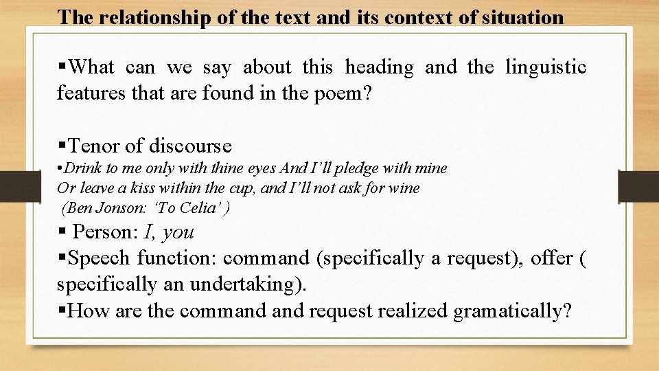 The relationship of the text and its context of situation §What can we say