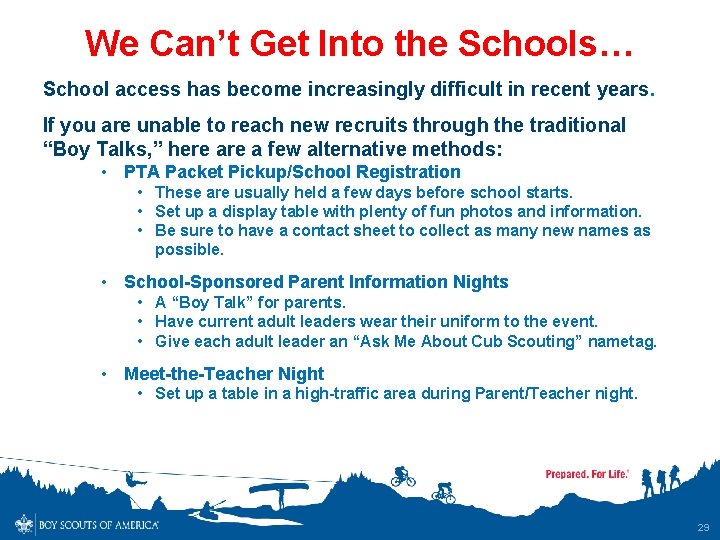 We Can’t Get Into the Schools… School access has become increasingly difficult in recent