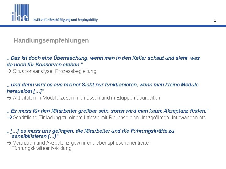 S Handlungsempfehlungen „ Das ist doch eine Überraschung, wenn man in den Keller schaut