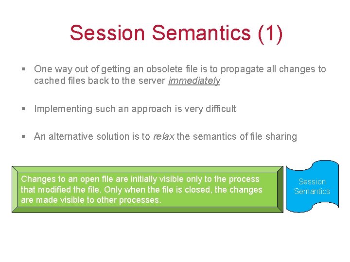 Session Semantics (1) § One way out of getting an obsolete file is to