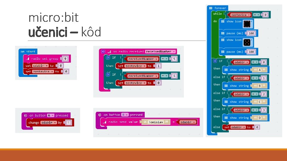 micro: bit učenici – kôd 