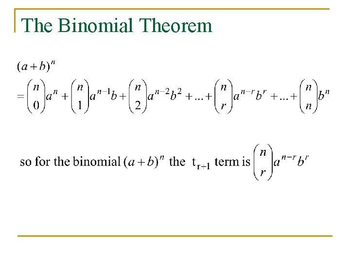 The Binomial Theorem 