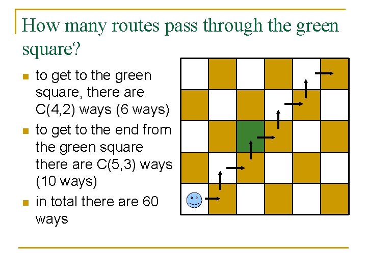 How many routes pass through the green square? n n n to get to